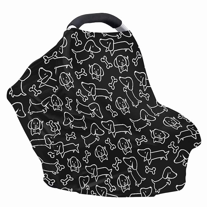 Binienty Dachshund Print Car Seat Cover for Babies Multi Use Nursing Cover for Newborn Boys Girls Soft Breathable Newborn Carrier/Stroller/Shopping Car-CubbioJoy