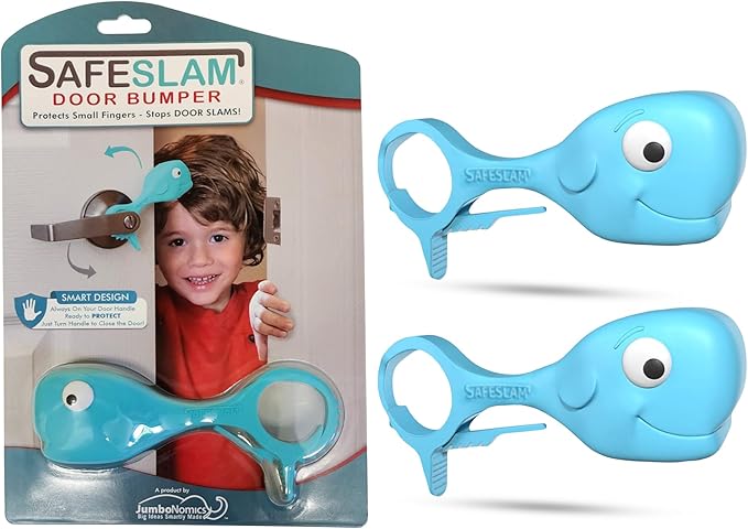 Baby Proofing Door Stopper, Door Pinch Guards Protect Child Fingers & PET Tails. Baby Safety Finger Protectors Prevent Pinch Injuries – Kids and Adults Love Whale Pinch Guard (Blue Pack of 2)-CubbioJoy