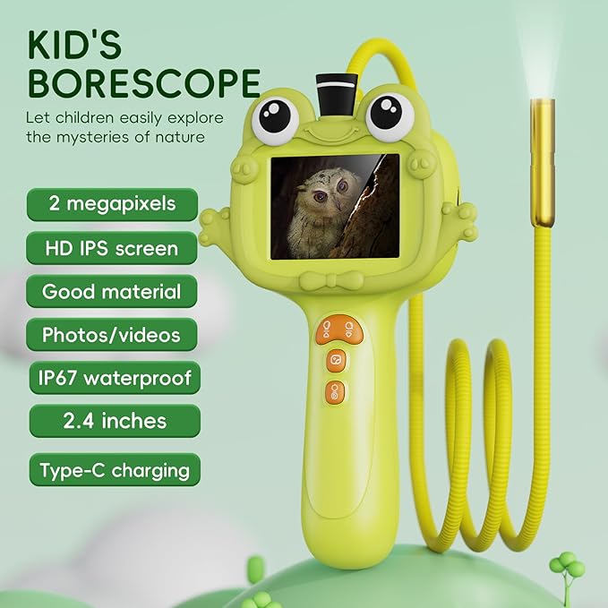 Borescope Camera Toy with Light for Kids - STEM Science Educational Toy for 4 5 6 7 8 9 10 Years Old Boys Girls Birthday Gift, Snake Scope Camera for Outdoor Camping Nature Exploration-CubbioJoy
