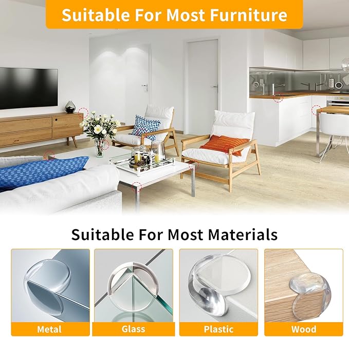 40 Pack Corner Protector Baby, Spherical Shapes Baby Proof Corners and Edges, Clear Table Corner Covers Baby, Baby Corner Protector Guards, Corner Guards for Table Edges & Sharp Corners-CubbioJoy