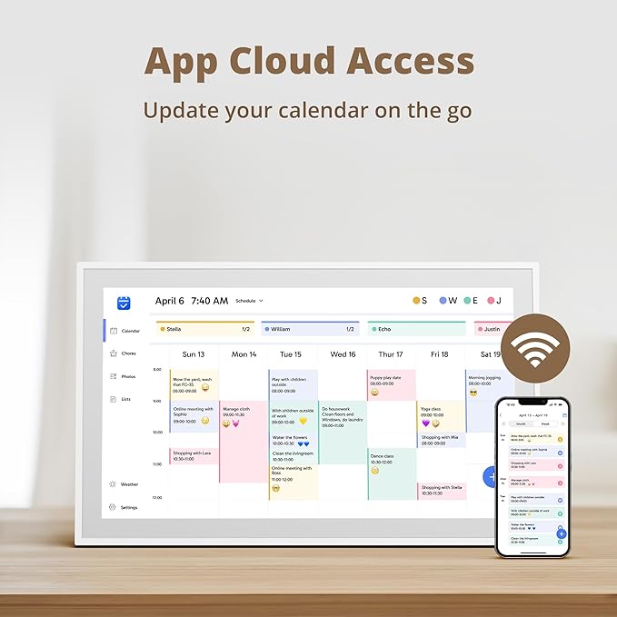 Dragon Touch 21.5 inch Digital Calendar Chore Chart – Interactive Touchscreen, Smart Family Planner, Hearth Display Desk Digital Calendar Seamless Scheduling-CubbioJoy