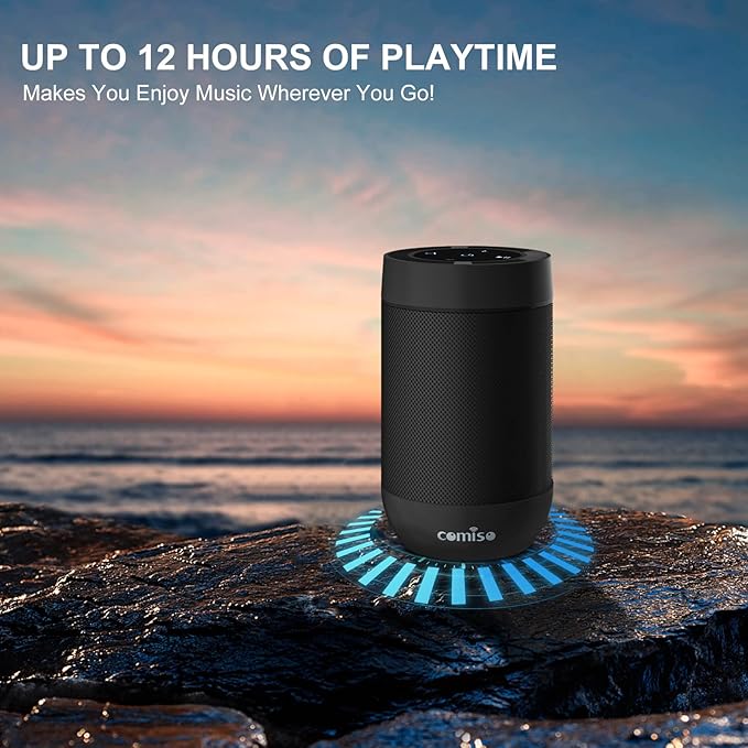 Bluetooth Speaker,5.3 Bluetooth Speakers Wireless,TWS Stereo Pairing,Built in Mic,360 HDSound,IP65 Waterproof Speaker,Support TF Card, for Home/Party/Outdoor/Beach, Gift for Men/Women-Black-CubbioJoy