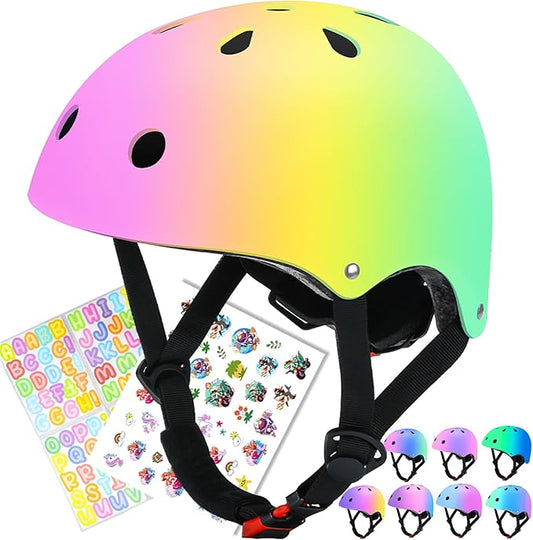Color Gradient Adjustable Kids Bike Helmet Toddler Skateboard Helmets Boys Girls Child Ventilation Helmet for Multi-Sports Skating Cycling Scooter Balance-CubbioJoy