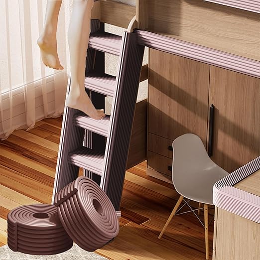 Bunk Bed Ladder Pads,Traction Treads for Stair Steps,Soft Extra-Wide Edge Protector,Self-Adhesive Bunk Bed Ladder Cover Foam Padding,Furniture 16.5 Ft Brown-CubbioJoy