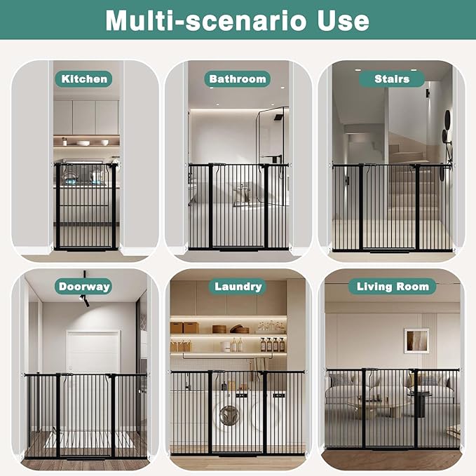 40.5" Extra Tall Baby Gate for Stairs, 60.3"-62.9" Extra Wide Pet Gates, Dog Gates Puppy Barrier Indoor, No Drill Tension Safety Gate Auto Close for Stairs Walk Thru Kid or Pet Black-CubbioJoy