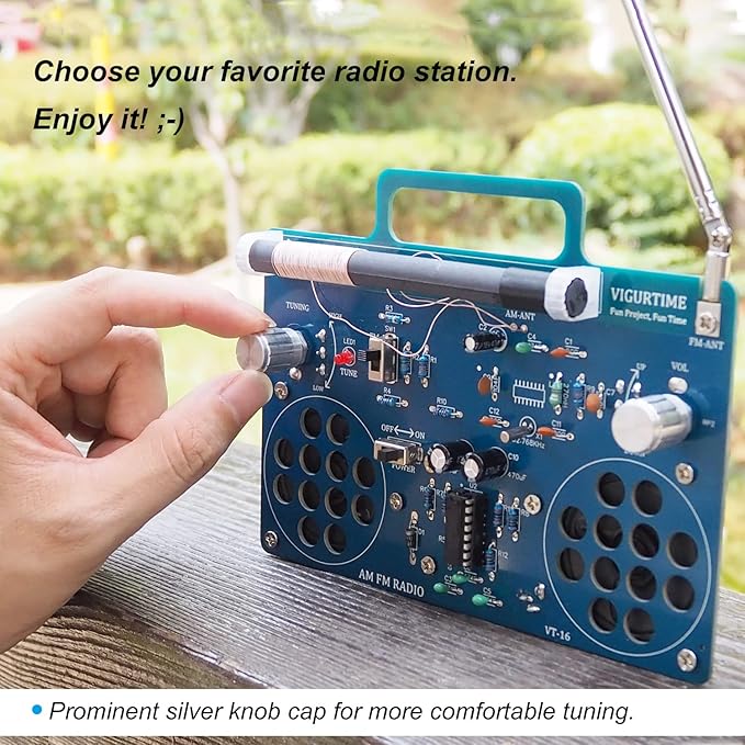 AM/FM Radio Kit | Soldering Project DIY Kit for Practicing Teaching Electronics | Stereo | Great STEM Project and Gift | Upgraded Version VT-16-CubbioJoy