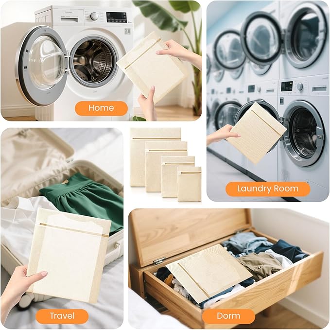 4Pcs Cotton Mesh Laundry Bags for Delicates,Breathable Mesh Garment Bag for Washing Machine, Travel Wash Bags with Zipper for Bras, Underwear, Socks, Clothes, Laundry Dorm Room Essentials(S-XL)-CubbioJoy