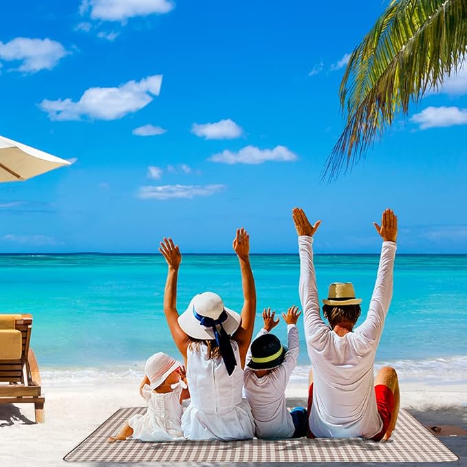 Beach Blanket Extra Large Picnic Blanket Sand Free Waterproof Outdoor Indoor Blanket Lightweight Easy Fold Handy Mat Portable Beach Mat for Camping Hiking Travel Park Grass-CubbioJoy