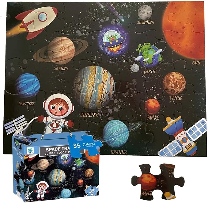 Jumbo Floor Puzzle for Kids, Large Jigsaw Puzzles 35 Piece for Kids Ages 3-5,Preschool Learning & Education Toys, Gifts for 4-8 Year Old Boys and Girls (Solar System Planet)-CubbioJoy