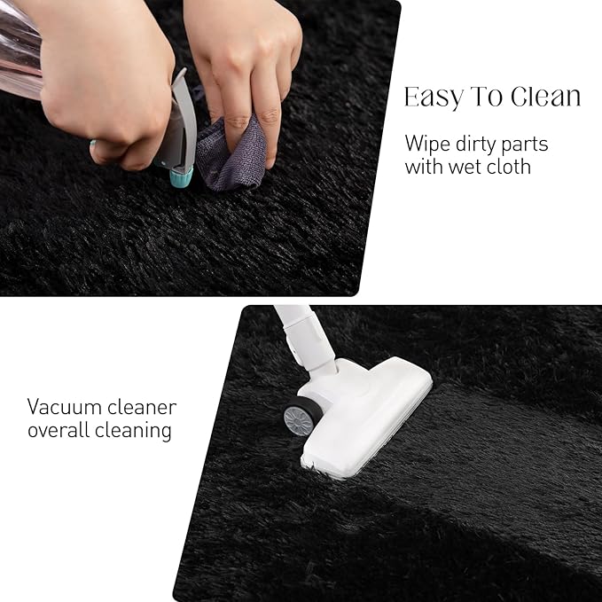 Black Rug, 6x9 Area Rugs for Living Room, Soft Plush Area Rugs for Bedroom, Non-Slip Indoor Carpet for Nursery, Study Room, Kids Room, Room Decor-CubbioJoy