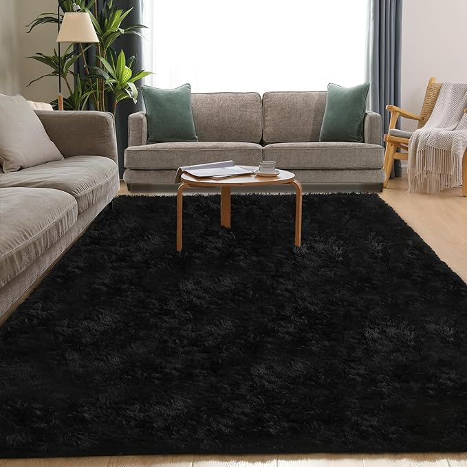 4x6 Black Rug, Area Rugs for Living Room, Soft Plush Area Rugs for Bedroom, Non-Slip Indoor Carpet for Nursery, Study Room, Playroom, Home Decor-CubbioJoy