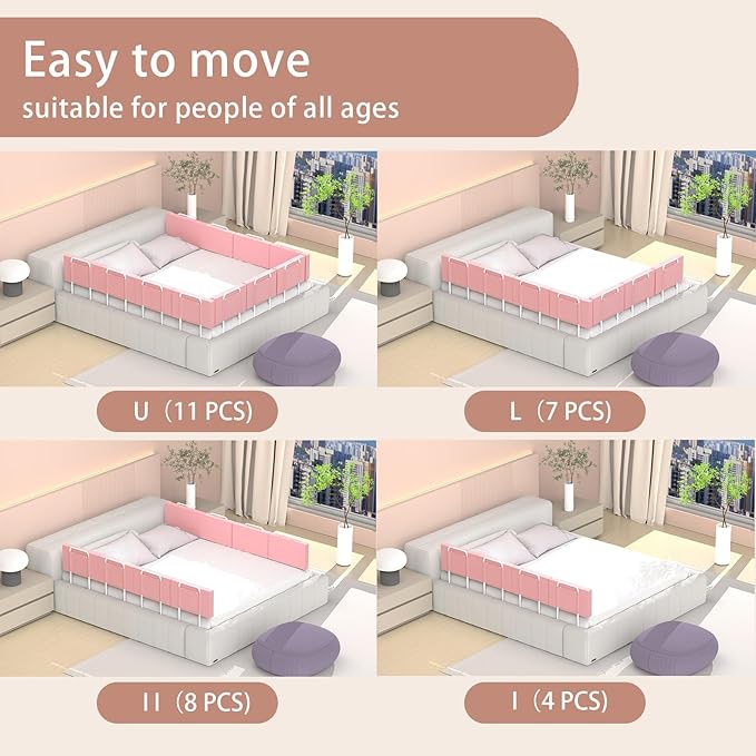 Bed Rail Guards for Toddlers, Adjustable Bed Rails with Safety, Bed Side Rails for Twin, Full, Queen Bunk Size (Pink)-CubbioJoy