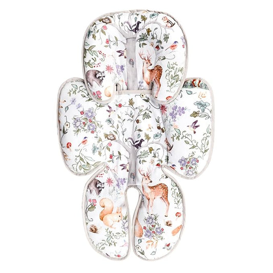 2 in 1 Infant Car Seat Insert, Car Seat Head Support Baby Girls Boys, Soft Newborn Carseat Insert Cushion, Perfect for Carseats, Strollers, Swings (Gray Animals)-CubbioJoy