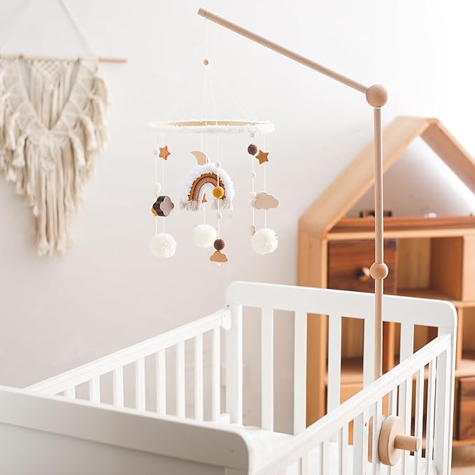 Baby Crib Mobile Arm,HBM Wooden Mobile Arm for Crib Mobile Hanger for Crib Baby Girl Nursery Decor-CubbioJoy