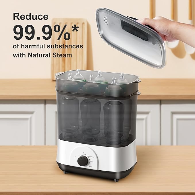 Baby Bottle Steamer, 3-in-1 Bottle Steamer and Dryer, Easy One-Dial Control Electric Steam Bottle Dryer for Baby Bottles, Baby Stuffs & Breast Pump Accessories-CubbioJoy