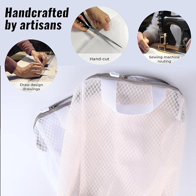 4 Pack Mesh Laundry Bag Mesh Laundry Bags Laundry with Handle for Washing Socks, Baby Items, Lingerie, Travel Garments (BEIGE, 4)-CubbioJoy