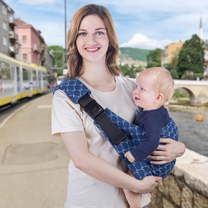 Baby Sling Carrier Adjustable Baby Sling 2025 Upgraded Toddler Sling Comfortable Baby Wrap Carriers Ergonomic-Designed, Travel Friendly Carrying 10-45 Lbs Blue-CubbioJoy
