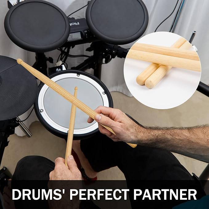 5A Wood Drum Sticks for Kids: 2 Pairs Drumsticks for Electronic Drumming Children Adults Beginner Percussion Accessories-CubbioJoy