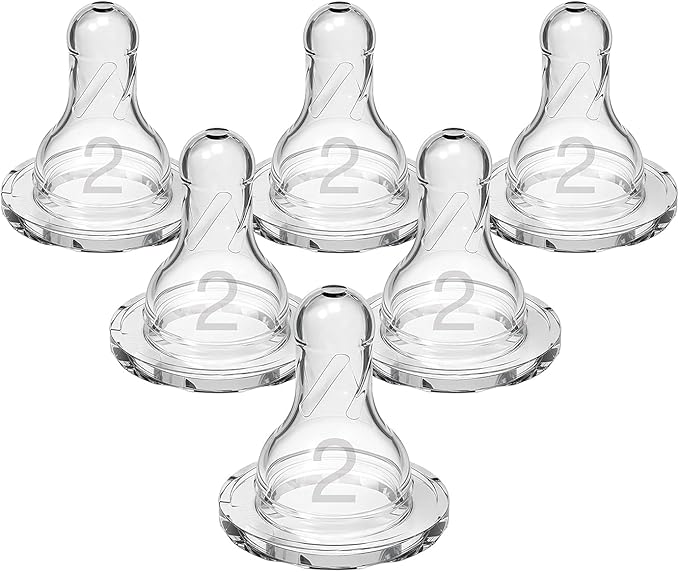 Dr. Brown’s Natural Flow Level 2 Narrow Baby Bottle Silicone Nipple, Medium Flow, 3m+, 100% Silicone Bottle Nipple, 6 Count-CubbioJoy