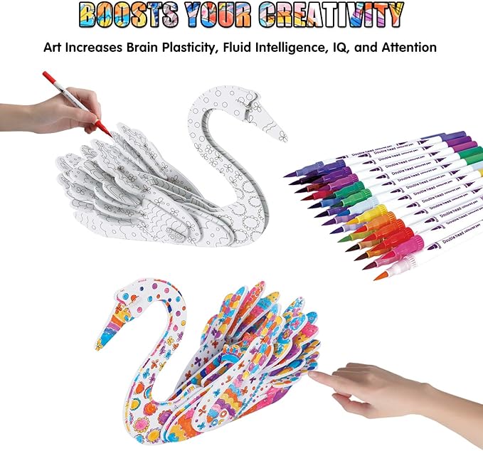 3D Coloring Puzzle Set, Arts and Crafts for Girls and Boys Age 6 7 8 9 10 11 12 Year Old, Fun Educational Painting Crafts Kit with Supplies for Kids, Birthday Toy Gift for Kids-CubbioJoy