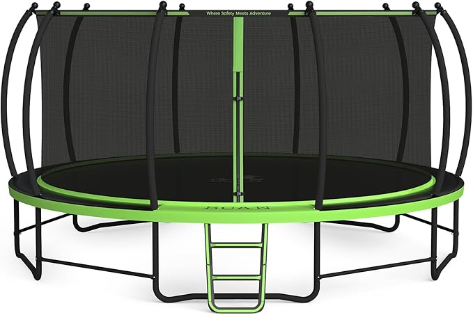 BCAN 8FT 10FT 12FT 14FT 15FT 16FT Recreational Trampoline with Enclosure for Kids Adults, ASTM Approved, Outdoor Trampolines with Ladder for Kids-CubbioJoy