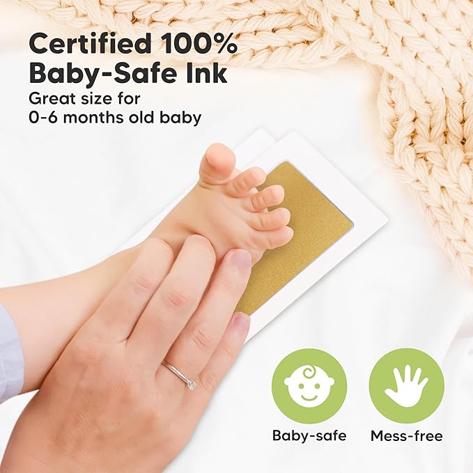 4-Pack Inkless Baby Hand and Footprint Kit - Mess Free Ink Pad for Newborn Keepsake, Dog Nose & Paw Print Kit, Clean Touch Ink Pad for Baby Hand & Footprints, Ideal New Mom Gifts (Gold/Silver)-CubbioJoy