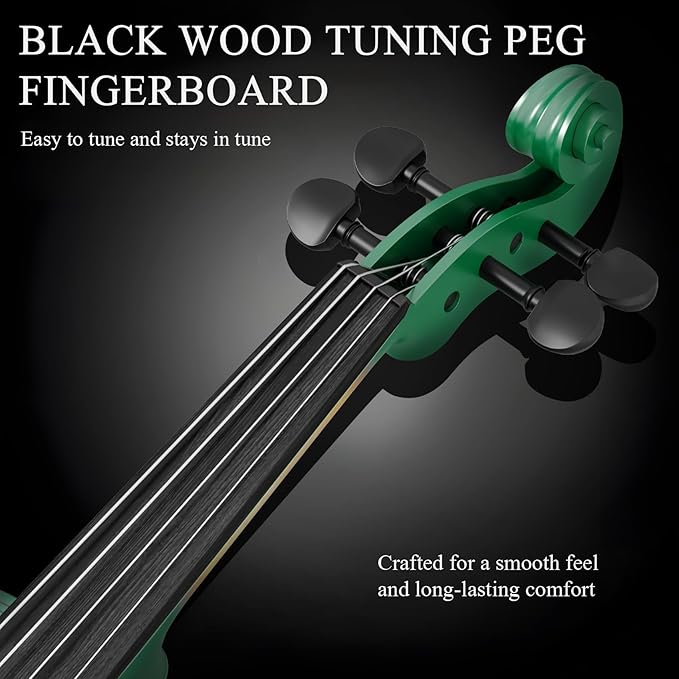 4/4 Beginner Violin Kit for Adults, Complete Full Size Violin Set with Portable Case, Bow, Rosin, Green-CubbioJoy