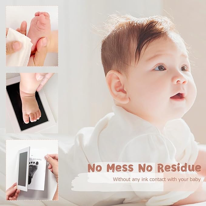 Inkless Baby Hand and Footprint Kit,Clean-Touch Ink Pad Kit,Safe No Mess Printing Infant Hand Foot Stamp,4 Pack Newborn Inkless Print Pads Best Keepsake or Gifts for Family-CubbioJoy