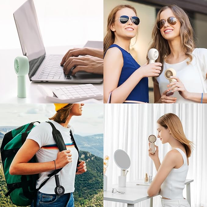 JISULIFE Portable Handheld Turbo Fan [16H Max Cooling Time], 4000mAh USB Rechargeable Personal Battery Operated Lash Small Pocket Fan with 5 Speeds for Travel/Outdoor/Vacation/Concerts - White-CubbioJoy