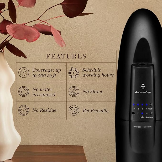 AromaPlan Authentic Plug in Waterless Diffuser - Up to 500 Sq. FT Coverage - Nanotechnology Plug in Oil Diffuser for Essential Oils -for Home and Office - Wall Silent & Waterless Oil Diffuser (Black)-CubbioJoy