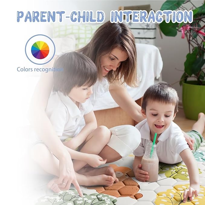 Baby Play Mat 50" X 50" Playpen Mat Waterproof Baby Floor Mat Non-Slip Cushioned Baby Crawling Mat, Activity Playmats for Babies, Toddlers, Infants, Play & Tummy Time (50x50, Fox)-CubbioJoy