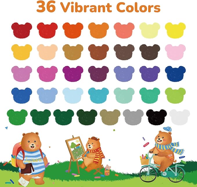 36 Color Twist Crayons for Toddlers 1-3 and Kids 4-8, Non-Toxic Washable Crayons 2-4, Ultra-Silky Easy-Grip Art Supplies, Ideal Coloring Gift for Boys and Girls-CubbioJoy
