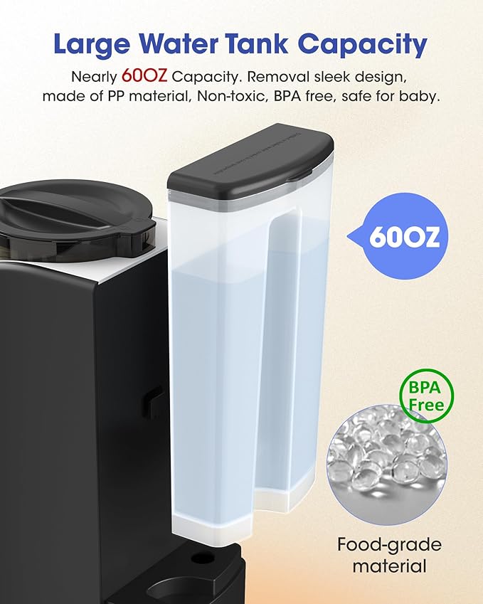 Instant Formula Maker, Fast and Customizable Formula Dispenser Machine with Accurate Temperature Control for Baby, Automatic Powder Blending for All Brands of Bottle and Formula, Black/White-CubbioJoy