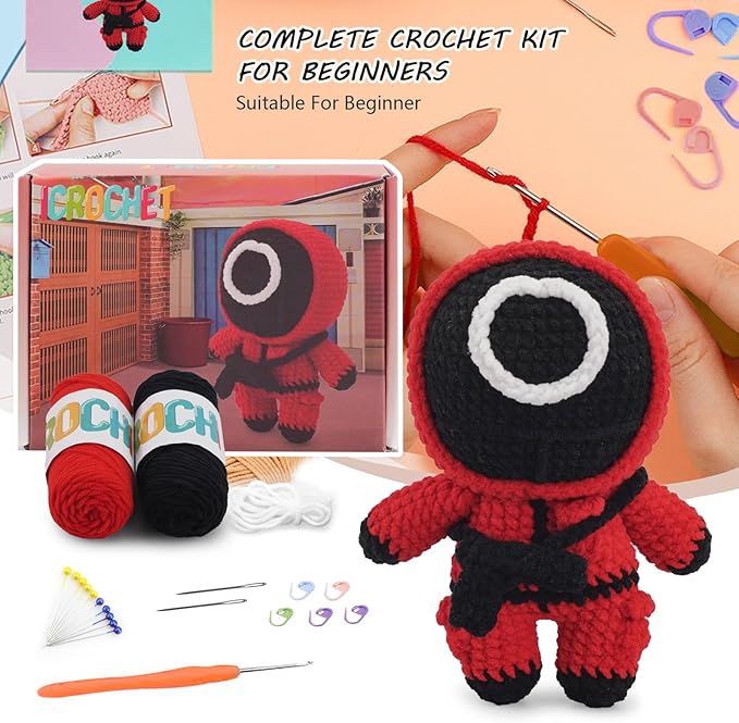 Crochet Kit for Beginners,Crochet Kit Amigurumi Crocheting Animals Kits with Step-by-Step Video Tutorials, Knitting Starter Pack for Adults and Kids-CubbioJoy