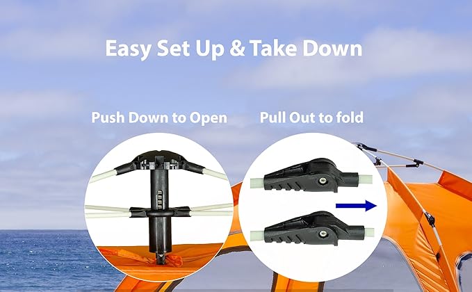 Beach Tent Pop Up Beach Sun Shade Tent with UPF 50+ UV Protection, Removable Floor Zippered Privacy & Ventilation Sun Shelter Family 3 to 4 Person-CubbioJoy