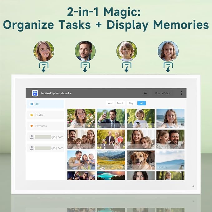 21.5 Inch Smart Digital Calendar – Electronic Chore Chart & Planner with 1920x1080P IPS Touchscreen, Weekly/Monthly Family Organizer for Wall or Desk, White 2025 New Version-CubbioJoy