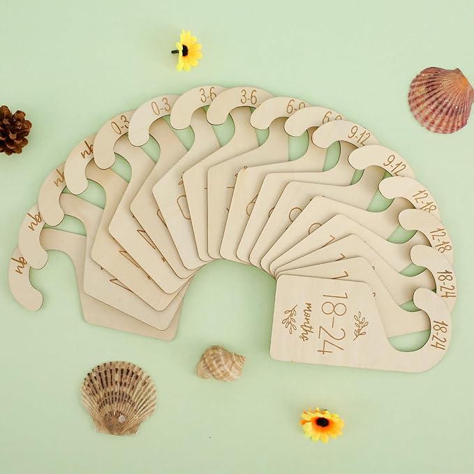 16Pcs Baby Closet Dividers Cute Baby Clothes Organizer Double Face Baby Closet Organizer for Clothes Organizer Wooden Baby Closet Dividers for Infant to Toddler-CubbioJoy