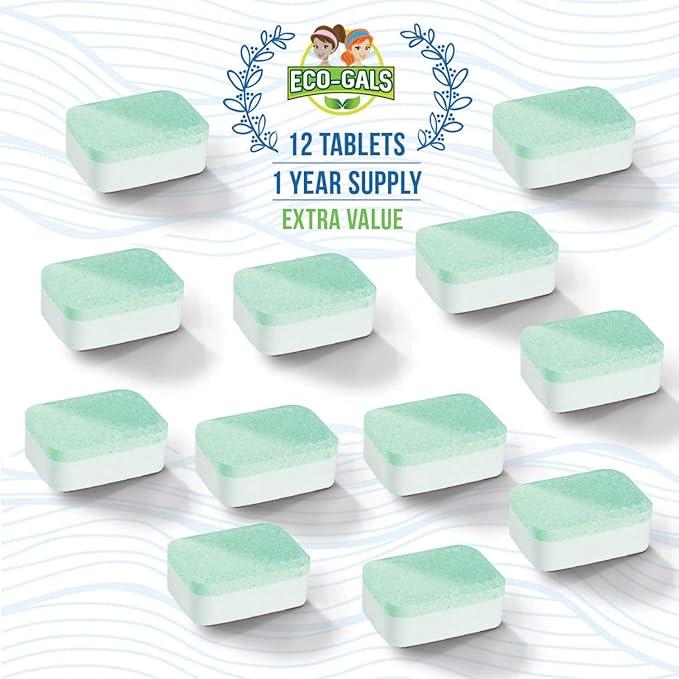 Dishwasher Cleaner, Heavy Duty, Septic Safe, Removal of Odors, Limescale, Smell, Grime, and Calcium - 12 Tablets - 12 Month Supply - Unscented-CubbioJoy