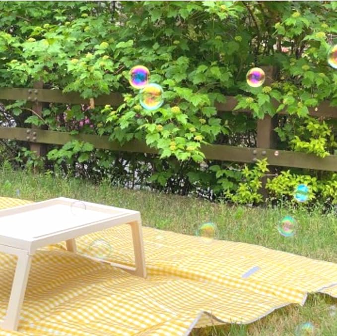 Cute Gingham Picnic Blanket, Waterproof Foldable, in Large 80x60in and Extra Large 80x80in, Portable Compact Beach Blanket, Oversized XL Outdoor Mat (Yellow, Large)-CubbioJoy