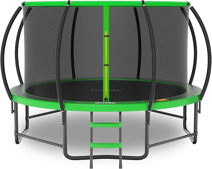 14FT 12FT 10FT 16FT Trampoline with Safety Enclosure, Anti-Rust Coating – ASTM Certified, Heavy-Duty Outdoor Trampoline with Ladder – for Kids & Adults-CubbioJoy