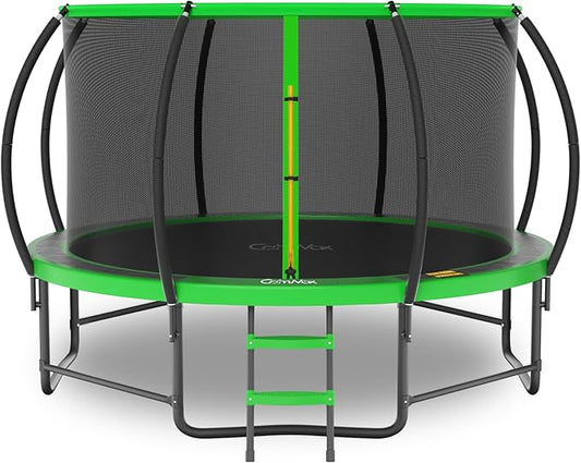 14FT 12FT 10FT 16FT Trampoline with Safety Enclosure, Anti-Rust Coating – ASTM Certified, Heavy-Duty Outdoor Trampoline with Ladder – for Kids & Adults-CubbioJoy