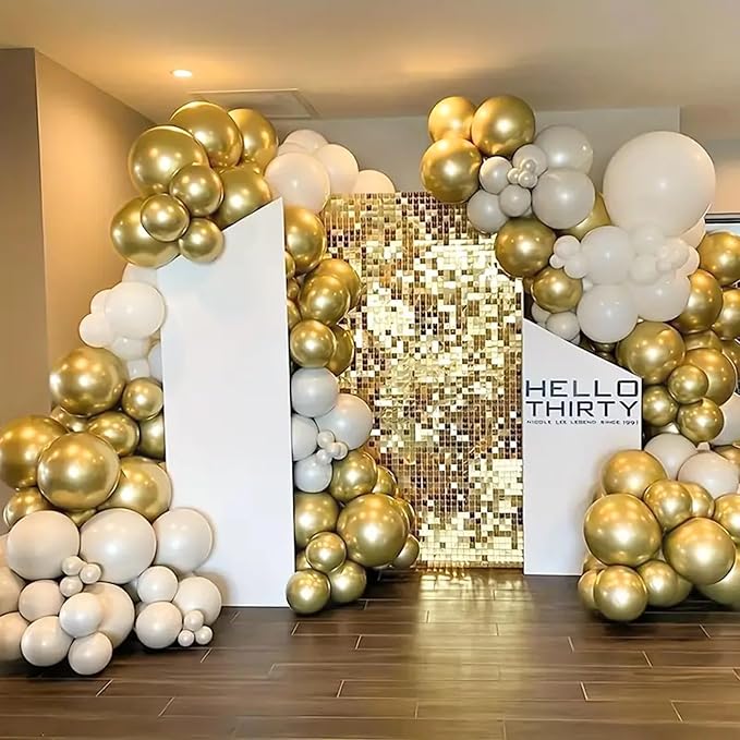 140pcs Gold Balloon Arch Kit, Gold Balloons of Different Sizes Pack of 18 12 10 5 Inch Party Balloon Kit for Birthday Party or Balloon Arch as Graduation Wedding Baby Shower Party Decorations-CubbioJoy