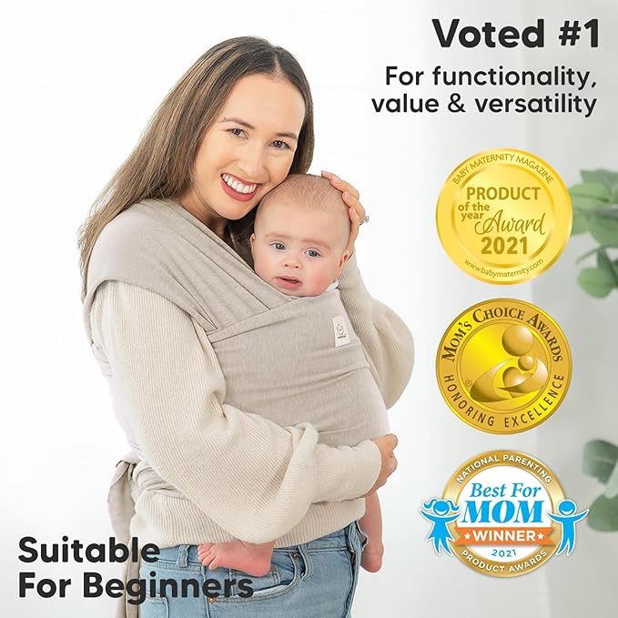 KeaBabies Baby Wrap Carrier - All in 1 Original Baby Carrier Newborn to Toddler Sling, Easy to Wear, Hands Free Bonding, Lightweight, Breathable Infant Wraps (Stone Gray)-CubbioJoy