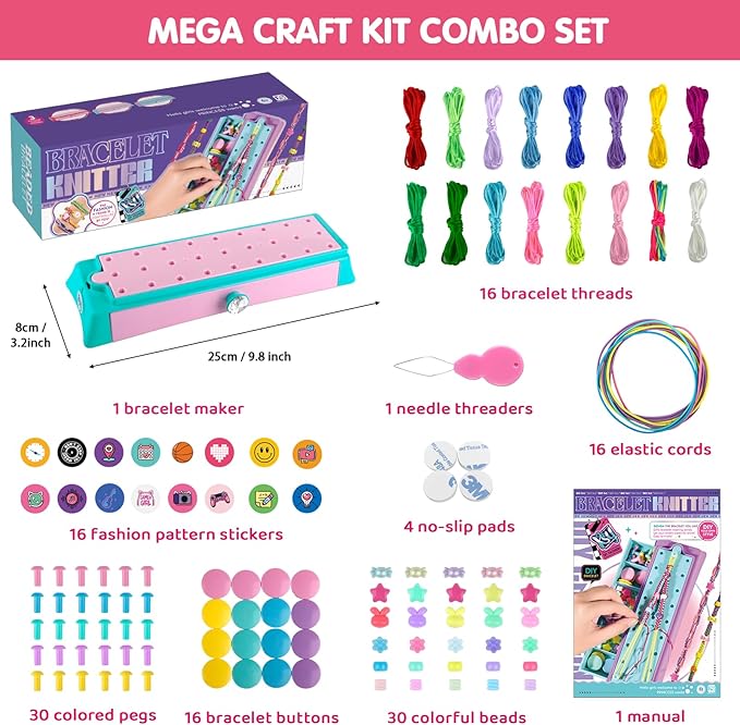 Arts and Crafts for Kids Age 8-12, Friendship Bracelet Making Kit for Girls, DIY Jewelry String Maker Kit Toys, Bracelets Maker Craft, Christmas Birthday Gifts for Ages 6 7 8 9 10 11 12 Year Old-CubbioJoy
