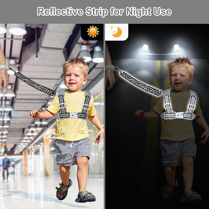 Accmor Toddler Harness Leash, Reflective Kid Harness with Anti Lost Wrist Link, Child Walking Harness Kids Leash Wristband Belt with Lock for Baby Boys Girls to Outdoor Travel-CubbioJoy