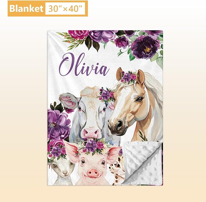 Custom Baby Crib Bedding Set, 5 Pcs Personalized Name Baby Crib Sets for Infant Toddler, Floral Horse Nursery Bedding Set for Baby Girls, Double Layer Baby Bedding Sets, Gifts for New Parents-CubbioJoy
