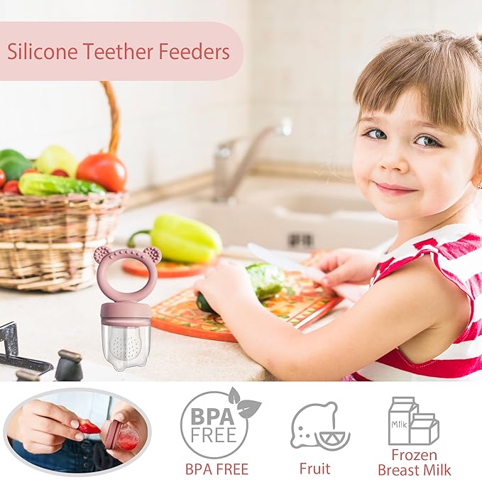 Big Spinach Silicone Freezer Tray Baby Fruit Feeder Food Teething Set Must-Have Pacifiers and Food Storage Containers for Babies 6 Months and Up-CubbioJoy