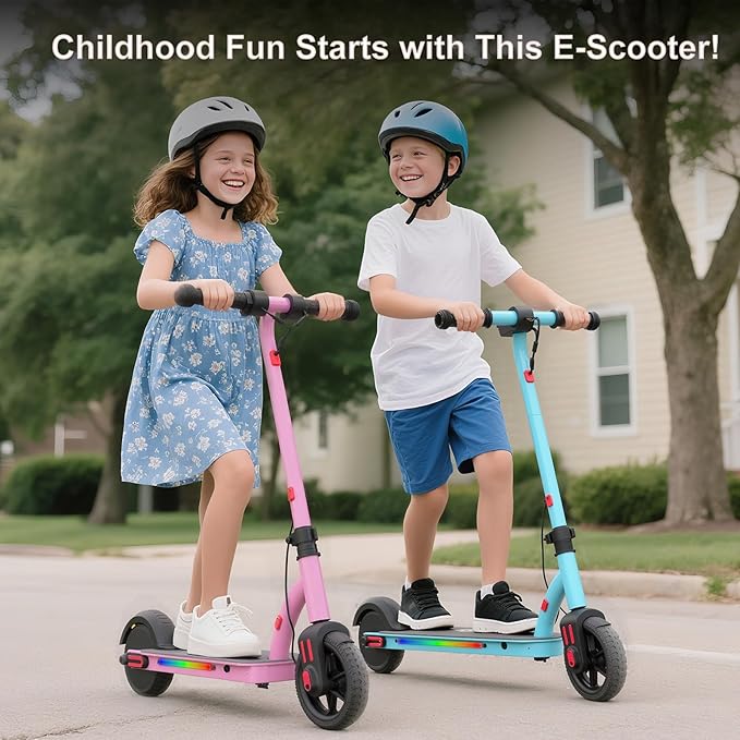 Caroma Electric Scooter for Kids Ages 6-12,150W/180WMotor,10 MPH Max Speed & 7 Miles,Colorful Lights,Adjustable Height & Speed,LED Display,Foldable Kids Electric Scooter 132 Lbs Max Load,Idea Gift-CubbioJoy