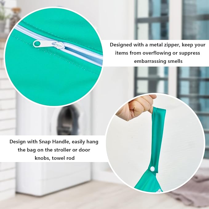 2 Pcs Large Travel Laundry Bags - Waterproof Wet/Dry, Washable, Drawstring, Bathing Suit, Workout, Gym Clothes, Swimming, Yoga - Green, Grey-CubbioJoy