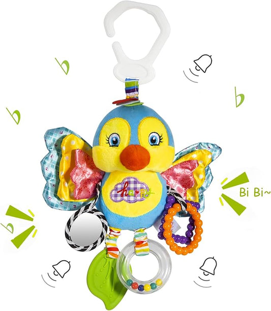 Baby Stroller and Car Seat Toys for Infant - Hanging Rattle Teether Clip on Soft Plush Baby Toys for Boys and Girls 3-12 Months-CubbioJoy